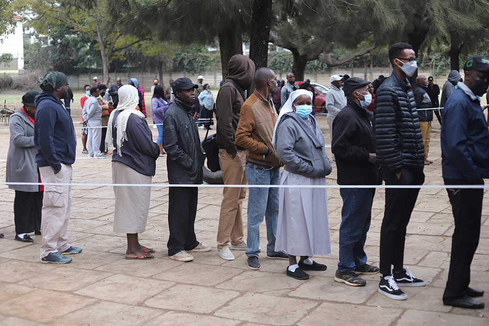 Voters, including religious sisters, queue to vote during Kenya's Aug. 9 general election at the Milimani Primary School polling station in Nairobi. (GSR photo/Doreen Ajiambo)