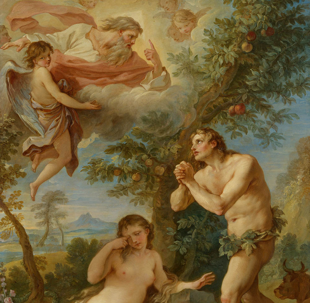 "The Rebuke of Adam and Eve" (1740, detail) by French artist Charles Joseph Natoire (Metropolitan Museum of Art)