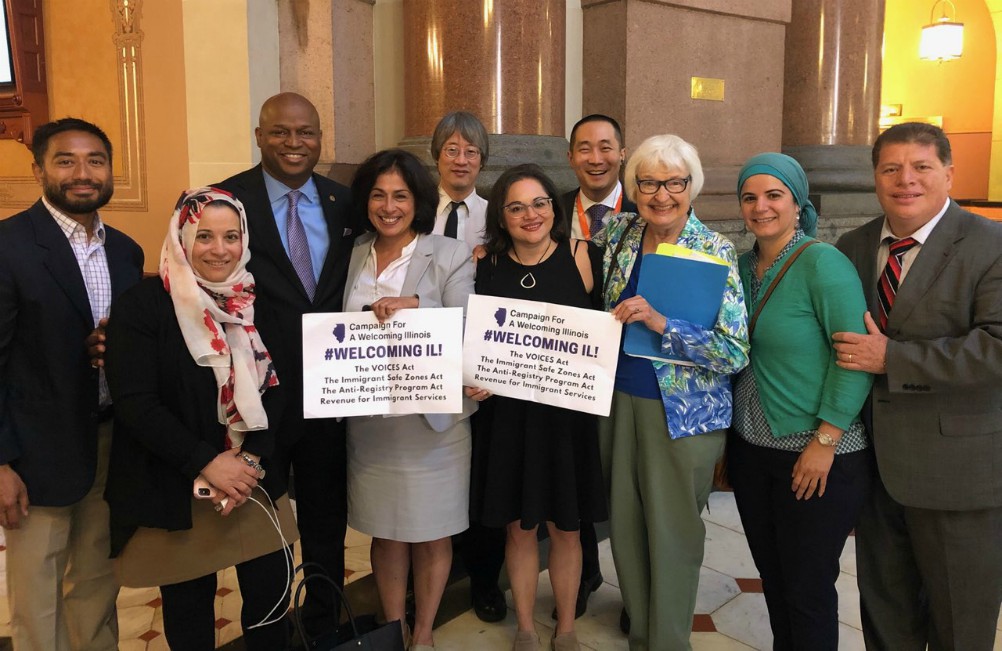 Sr. Rose Mary Meyer, third from right, advocates for the VOICES Act, which helps immigrants who have experience domestic violence, sexual assault, trafficking and other crimes. The act took effect Jan. 1, 2019. (Courtesy of Sr. Rose Mary Meyer) Sr. Rose Mary Meyer, third from right, advocates for the VOICES Act, which helps immigrants who have experience domestic violence, sexual assault, trafficking and other crimes. The act took effect Jan. 1, 2019. (Courtesy of Sr. Rose Mary Meyer)