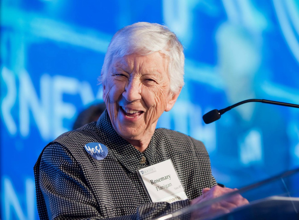 St. Joseph Sr. Rosemary Flanigan speaks at the Center for Practical Bioethics' annual dinner in 2018. (Courtesy of the Center for Practical Bioethics) St. Joseph Sr. Rosemary Flanigan speaks at the Center for Practical Bioethics' annual dinner in 2018. (Courtesy of the Center for Practical Bioethics)
