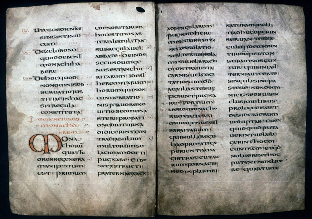 An eighth-century manuscript of the Rule of St. Benedict (Wikimedia Commons/Bodleian Libraries)