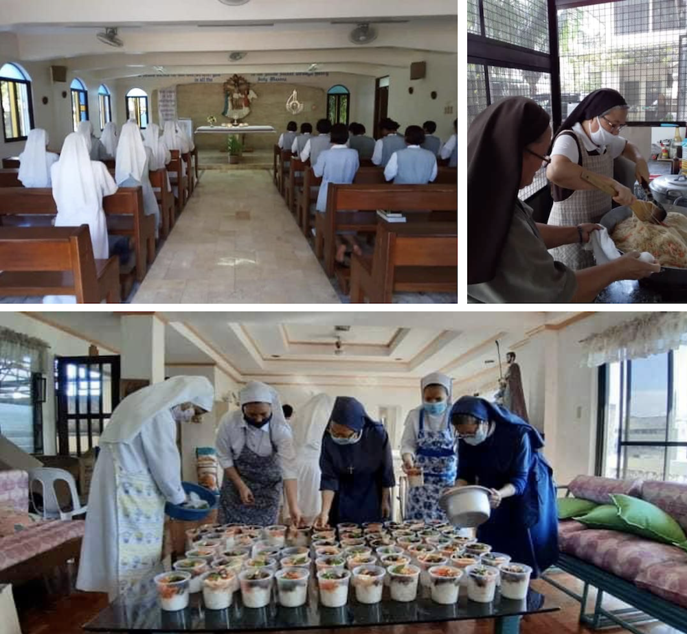 Various sisters praying and preparing meals Various sisters praying and preparing meals