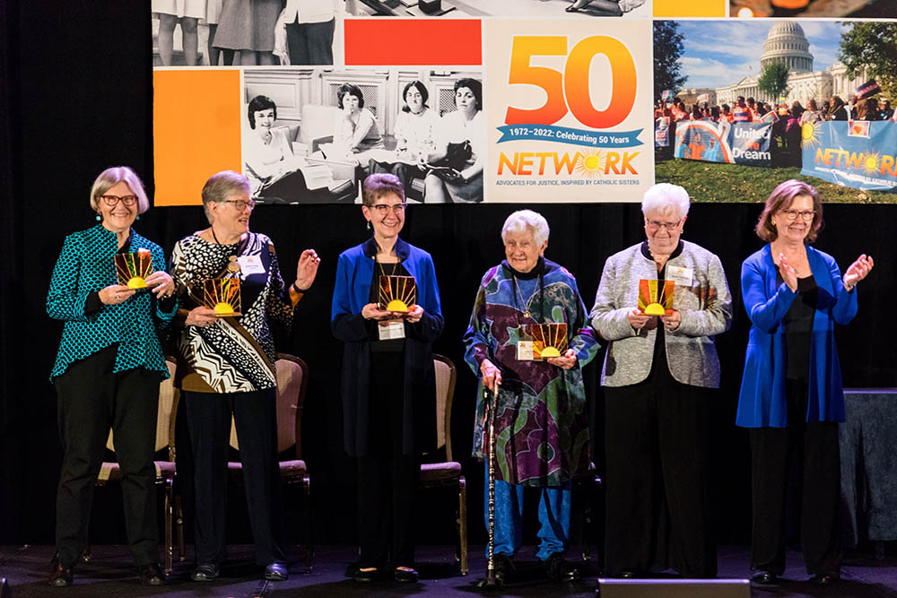 The Sr. Catherine Pinkerton Legacy Award was awarded to Network's first five executive directors and the Friends Committee on National Legislation at Network's 50th anniversary gala April 22 in Washington, D.C. (Courtesy of Network/Shedrick Pelt)