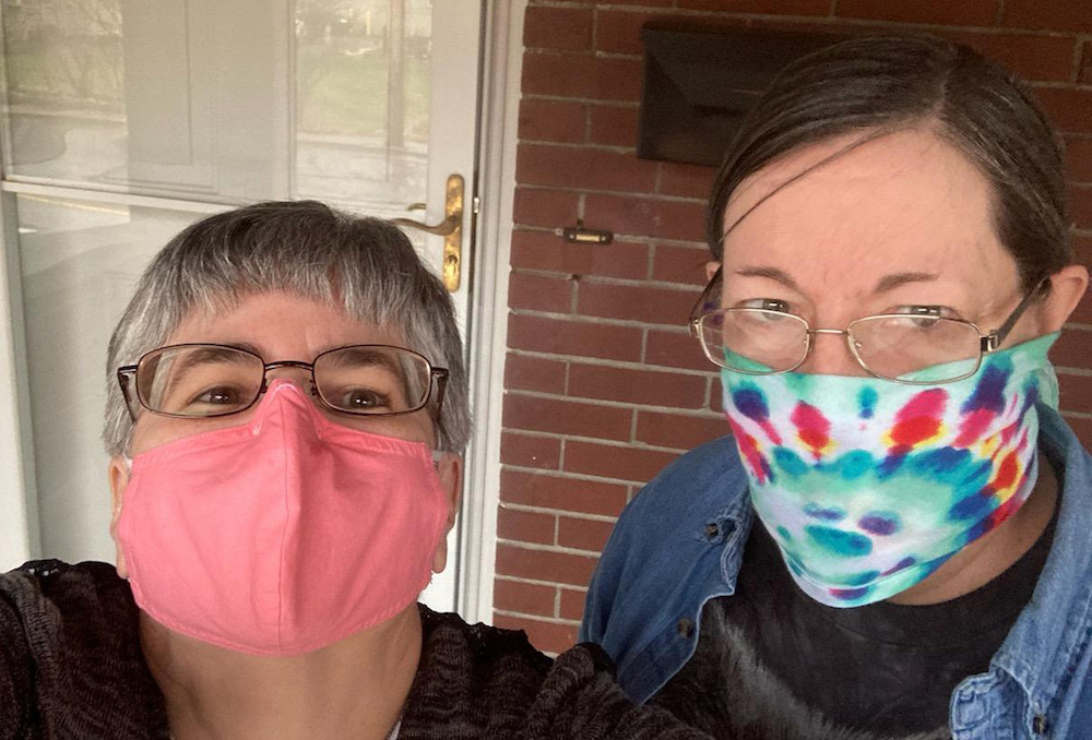 Franciscan Sr. Caryn Crook, left, and Julie A. Ferraro set out from the House of Discernment for a breath of air. The house is sponsored by the Sisters of St. Francis of the Neumann Communities in Pittsburgh. (Caryn Crook)