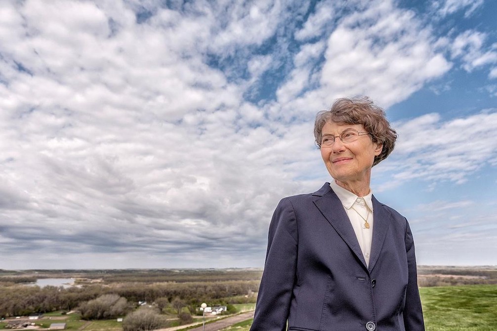 Benedictine Sr. Thomas Welder in the North Dakota prairie (Courtesy of University of Mary/Jerry Anderson)