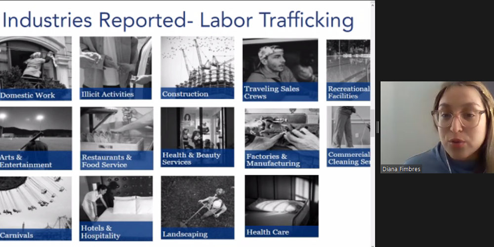 Diana Fimbres, program manager of strategic initiatives on labor trafficking for the Polaris Project, hosts an education seminar highlighting the psychological effects of trafficking and the industries most likely to be complicit as part of the March 8-9 