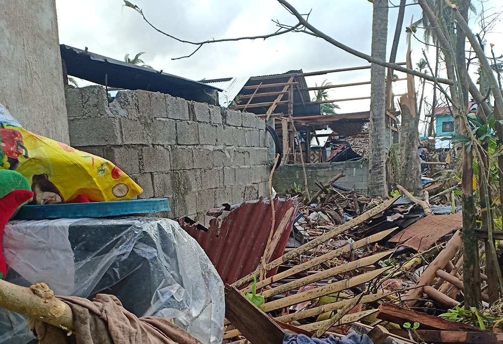 Debris from houses and fallen trees in San Francisco, Southern Leyte. (Courtesy of the Religious Sisters of Mercy)