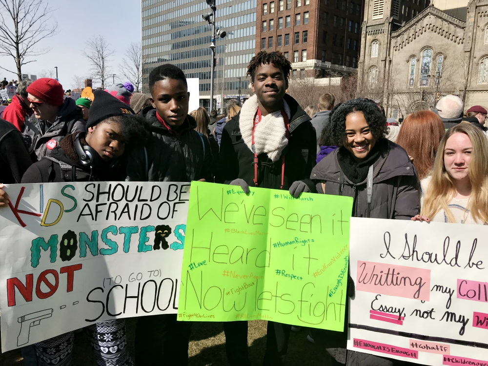 Cleveland high schoolers demonstrate in the March for Our Lives March 24. (Christine Schenk)