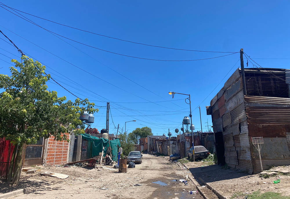 One of the main roads running through Villa Hidalgo, Buenos Aires, Argentina.