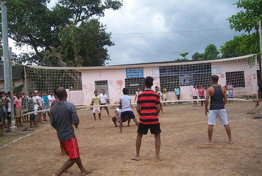 Prison Ministry India volunteers in the Berhampur Diocese provide materials for activities such as volleyball for the prisoners of the area's Central Jail. (Provided photo)
