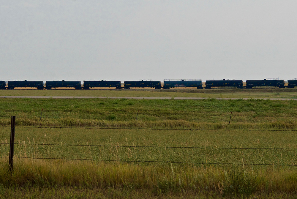 Railroad tank cars wait to be filled with ethanol at the Red Trail Energy plant in Richardton, North Dakota. (GSR photo/Dan Stockman)