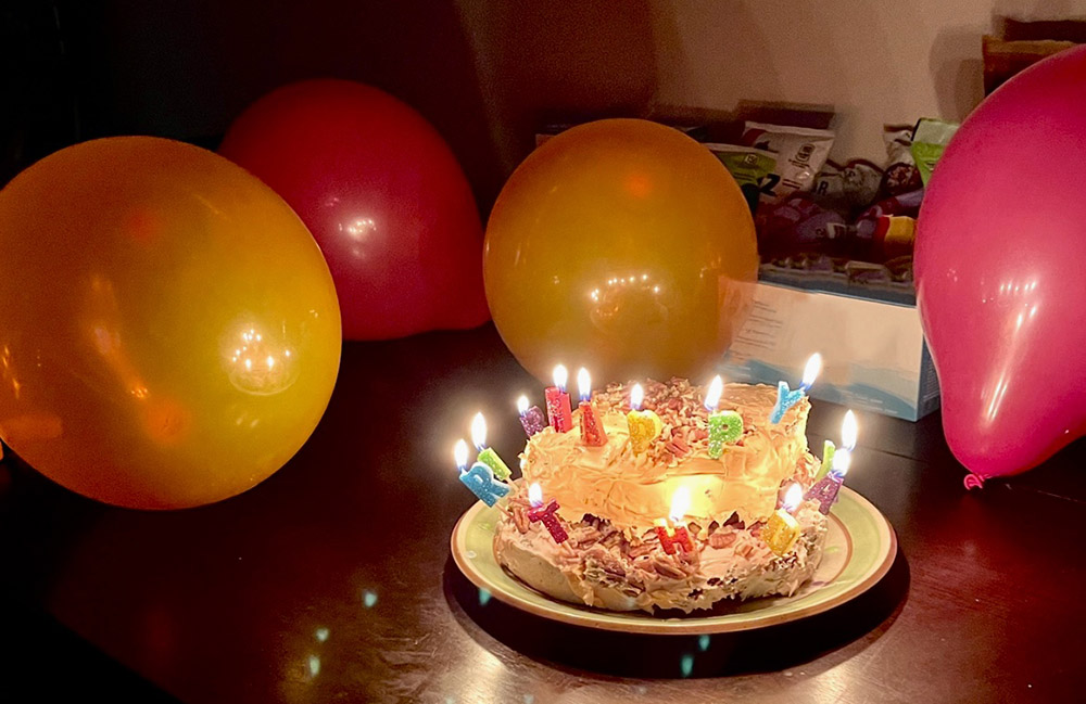 My roommates surprised me after a long day at work with our apartment decorated and this beautiful carrot cake. (My favorite!) It was so thoughtful and a great way to turn 24. (Caileigh Pattisall)