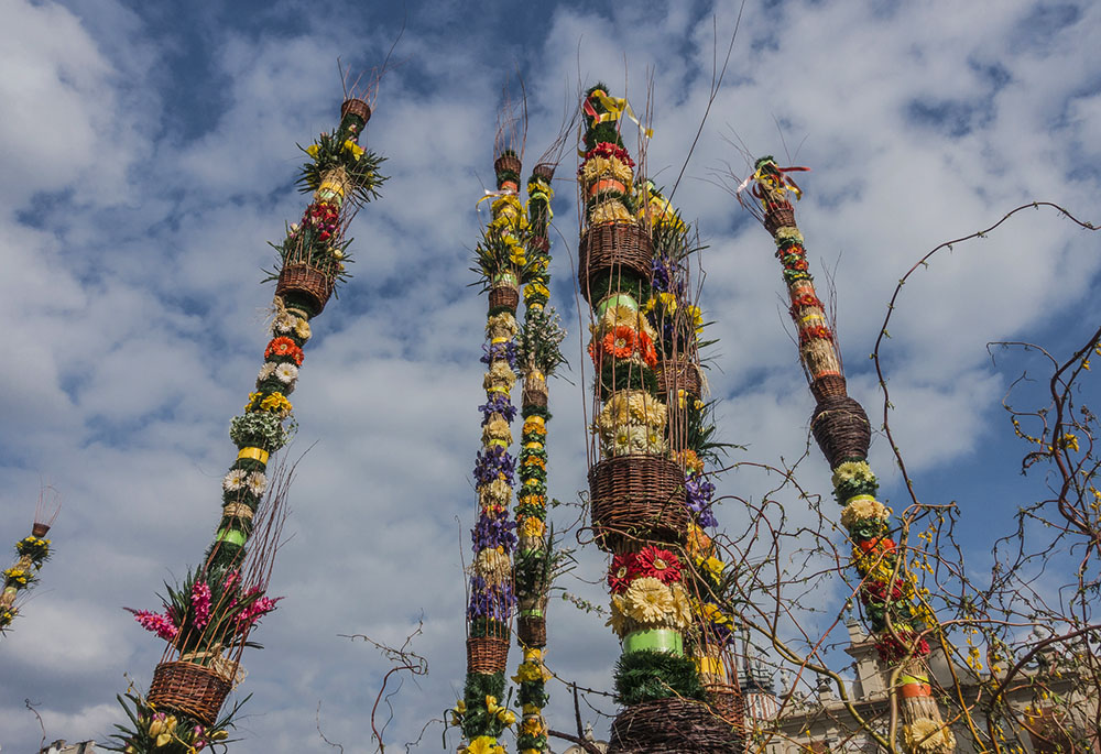 Traditional palms for Palm Sunday and Easter are seen in Krakow, Poland. "The Felician Sisters originated in Poland, so many of our traditions come from our Polish roots," writes The Life panelist Sr. Maryann Agnes Mueller. (Dreamstime/Thomas Jurkowski)