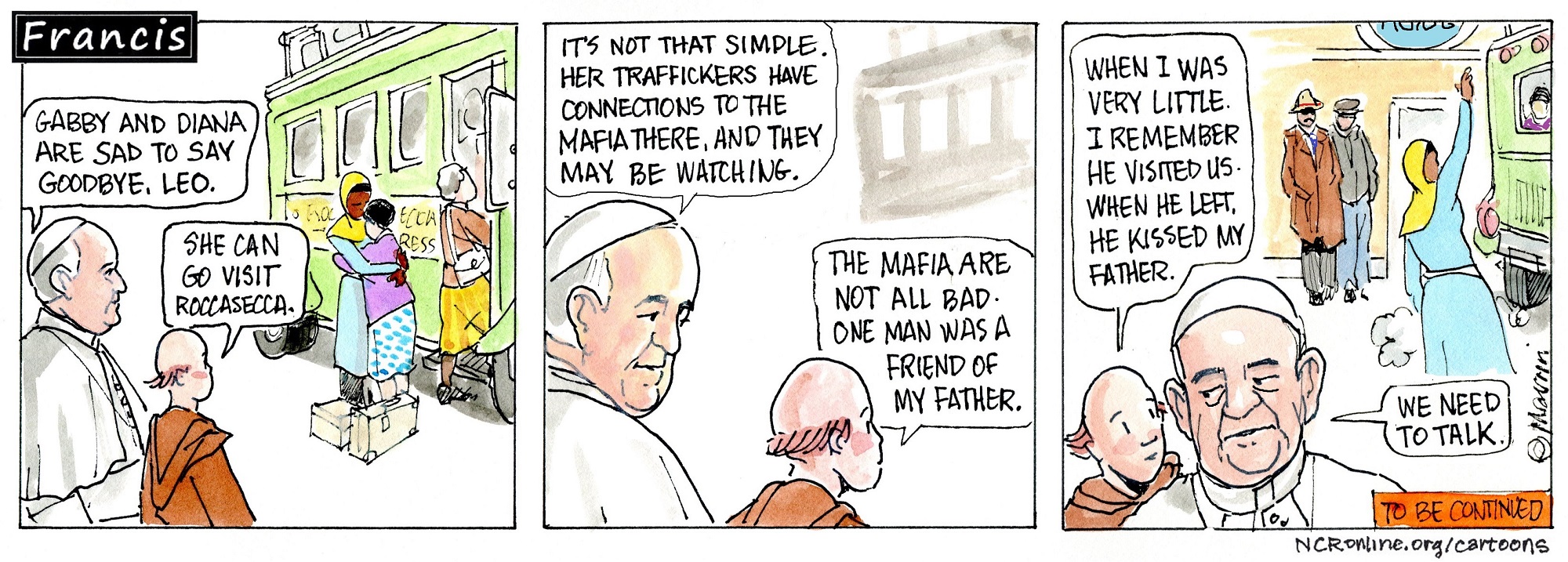 Francis, the comic strip: Diana heads home, and Gabby's going to miss her — but why can't she visit?
