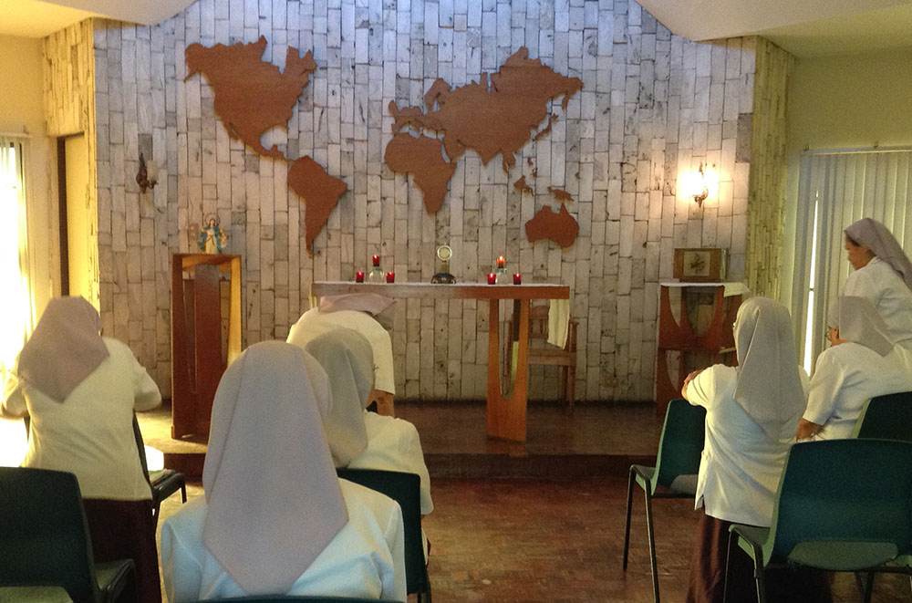 Religious of the Assumption sisters in the Philippines pray in their chapel. (Courtesy of Vicenta Javier)