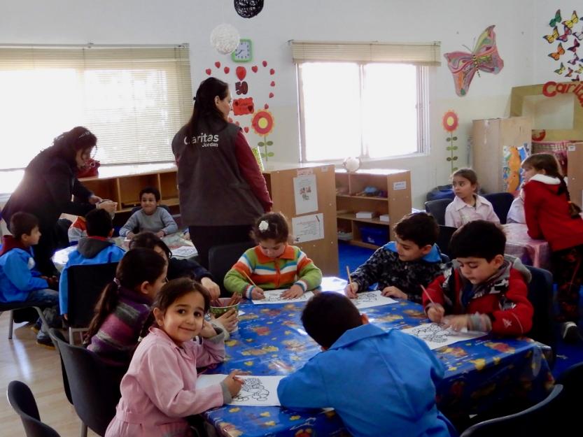 Caritas clinic in Zarqa, a suburb of Amman, gives parents the opportunity to go for medical appointments and consultations without worrying about what to do with their children. 