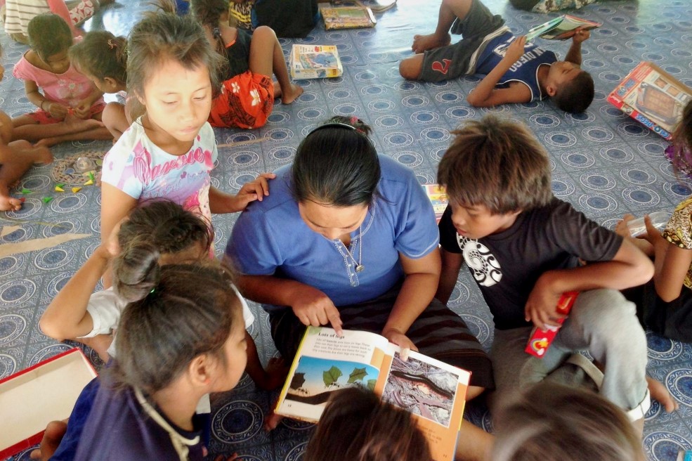 Sr. Tenta Maritino teaches in a Kiribati classroom.