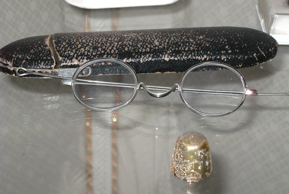 Photo of Blessed Clelia Merloni's reading glasses on display in her bedroom in the Generalate of the Apostles of the Sacred Heart of Jesus in Rome, Italy. (Sr. Doretta Jean D'Albero)