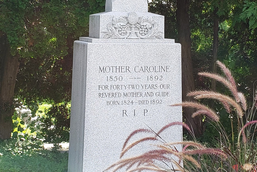 Mother Caroline's grave in the cemetery of Notre Dame of Elm Grove in Elm Grove, Wisconsin. Author Jane Marie Bradish visited the grave during an open house as the sisters prepare to vacate the space. (Jane Marie Bradish)