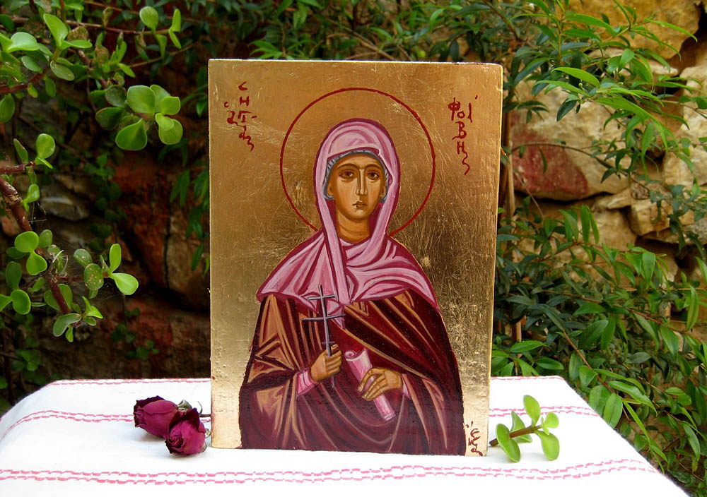 St. Phoebe is depicted in an icon by Eka Fragiadaki of the Angelicon workshop in Crete, Greece. (Angelicon/Eka Fragiadaki)
