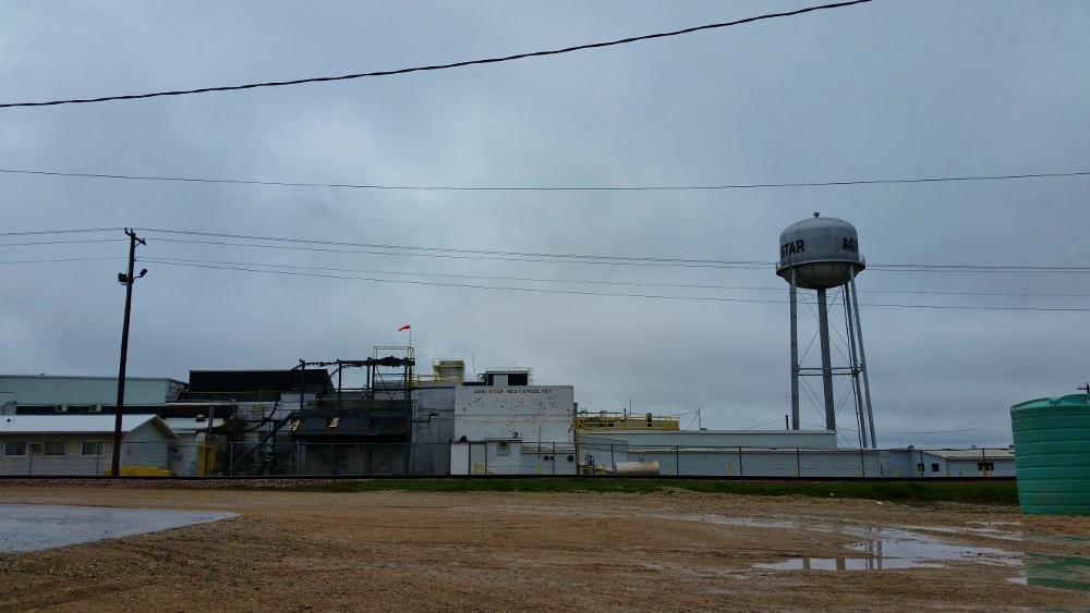 The Agri Star Meat & Poultry plant, formerly Agriprocessors, is seen in the rain May 11, 2018. (Bernadine Karge)