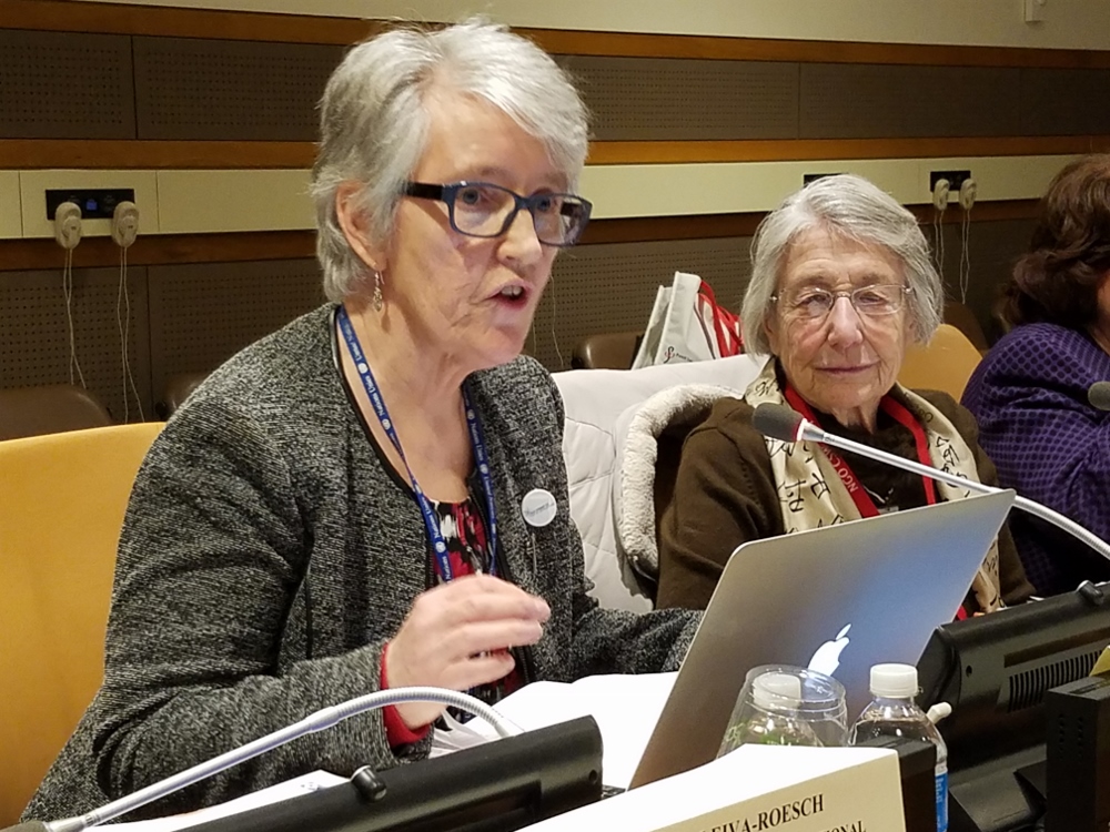 Sr. Winifred Doherty, the U.N. representative of the Congregation of Our Lady of Charity of the Good Shepherd, at the Feb. 9 U.N. meeting that examined the ways early childhood development should be a cornerstone of the international response to migration (GSR photo / Chris Herlinger)