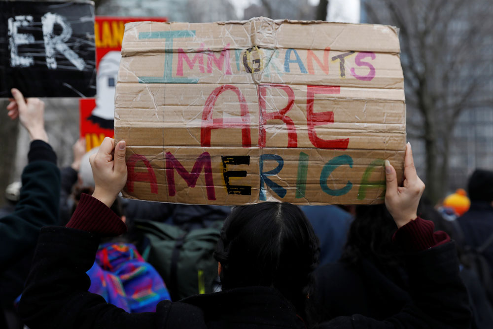 Activists and DACA recipients are seen in New York City Feb. 15. The group is walking 250 miles to Washington to demand Congress pass a "clean" bill with no conditions to save the Deferred Action for Childhood Arrivals program, such as the Development, Relief and Education for Alien Minors Act, or DREAM Act. (CNS/Shannon Stapleton, Reuters)