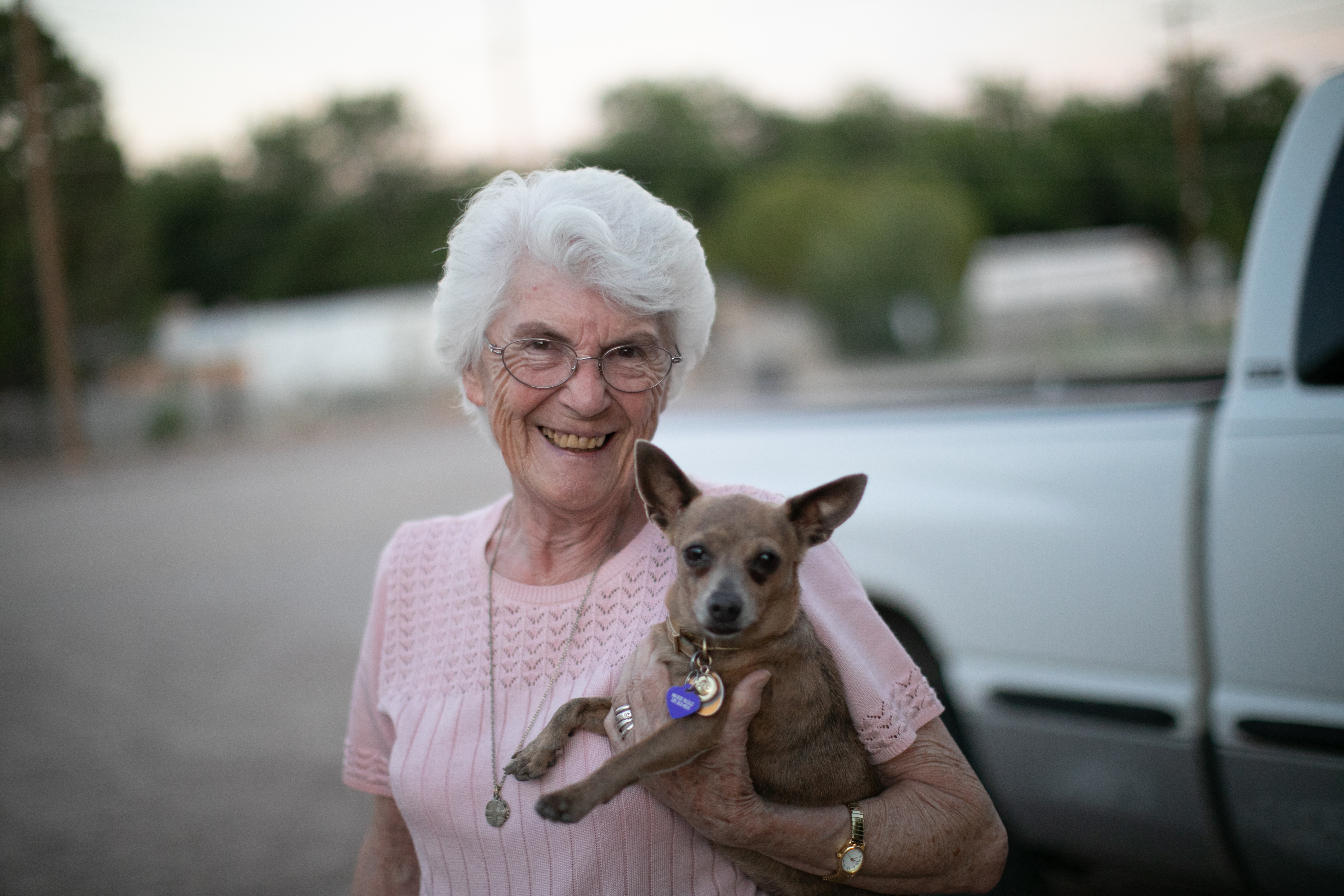 Sr. Marie-Paule Willem, a Franciscan of Missionary of Mary, poses for a photo Aug. 27 in Dona Ana, N.M. She was awarded the 2018-2019 Lumen Christi Award by Catholic Extension for her missionary work in the United States. (CNS/Catholic Extension/Rich Kalonick)