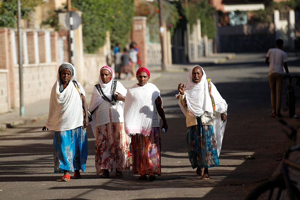 Women walk along a street Feb. 20, 2016, in Asmara, Eritrea.(CNS/Thomas Mukoya, Reuters)