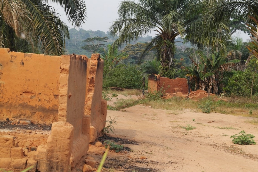Destroyed houses in a village in Kasai region (Provided photo)
