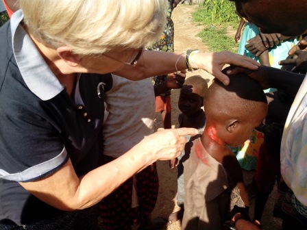 Magnaghi visits a camp for the displaced in Juba, South Sudan. (GSR photo / Chris Herlinger)