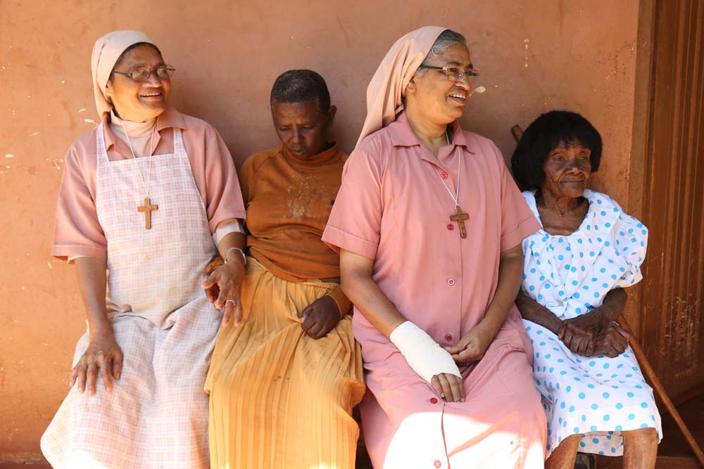 Sr. Roslin Thalakotture, left, and Sr. Rosily Kokandan are two of three sisters from the Society of Nirmala Dasi Sisters running St. Mary’s Village for aged and incapacitated women in Sagana, Central Kenya. (Lilian Muendo)