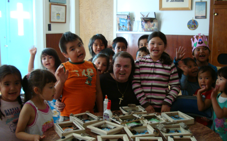 Goulet at Bible camp with young children, which she hosts most summers for children of all ages. (Provided photo)