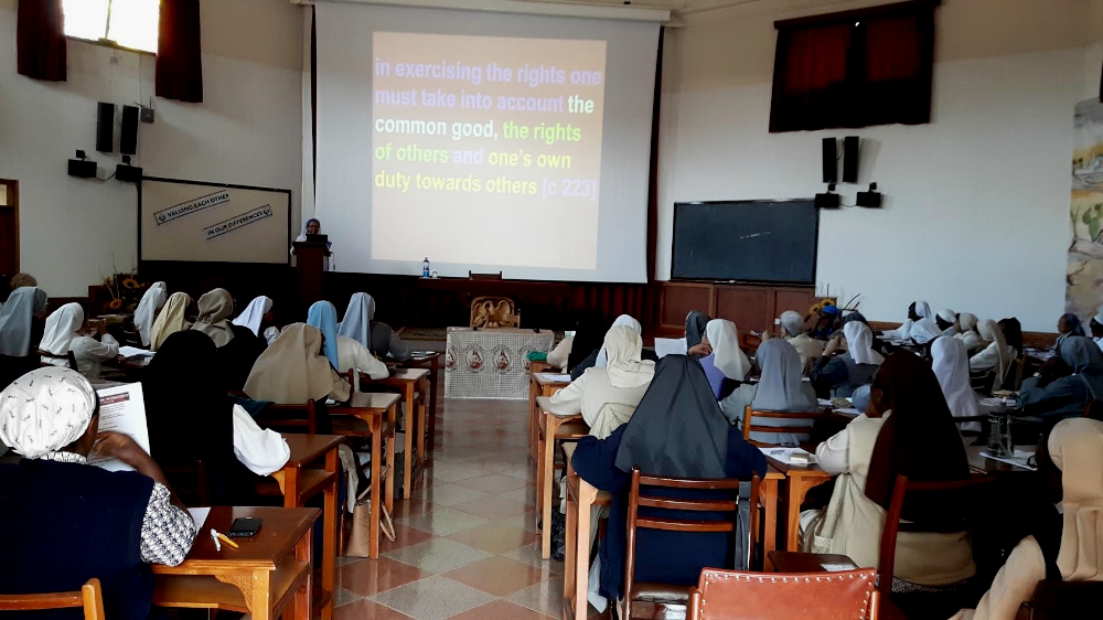 Sr. Licia Puthuparambil speaks at a meeting of superiors general in Nairobi, Kenya. (Provided photo)
