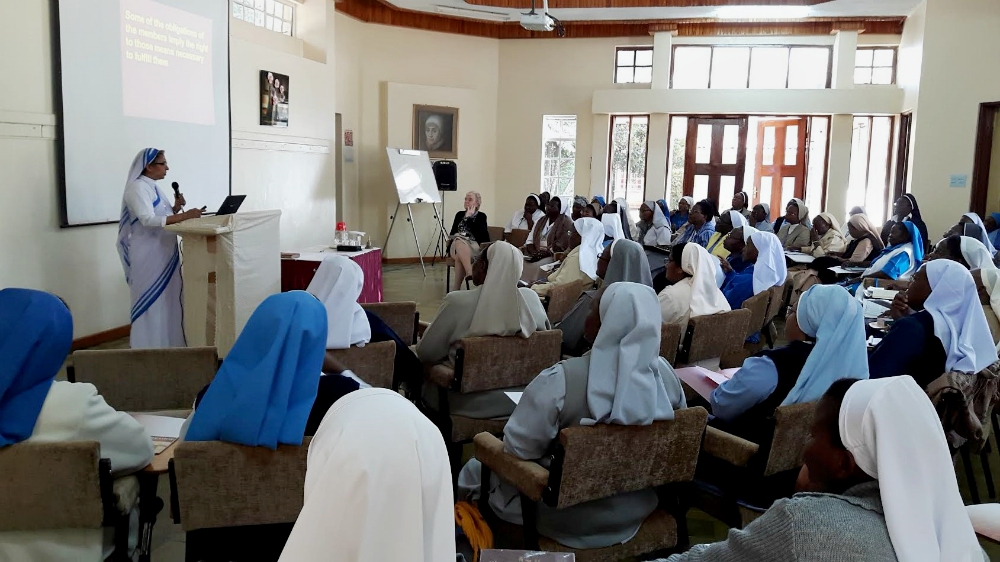Sr. Licia Puthuparambil speaks during a class for provincial superiors in Nairobi, Kenya. (Provided photo)