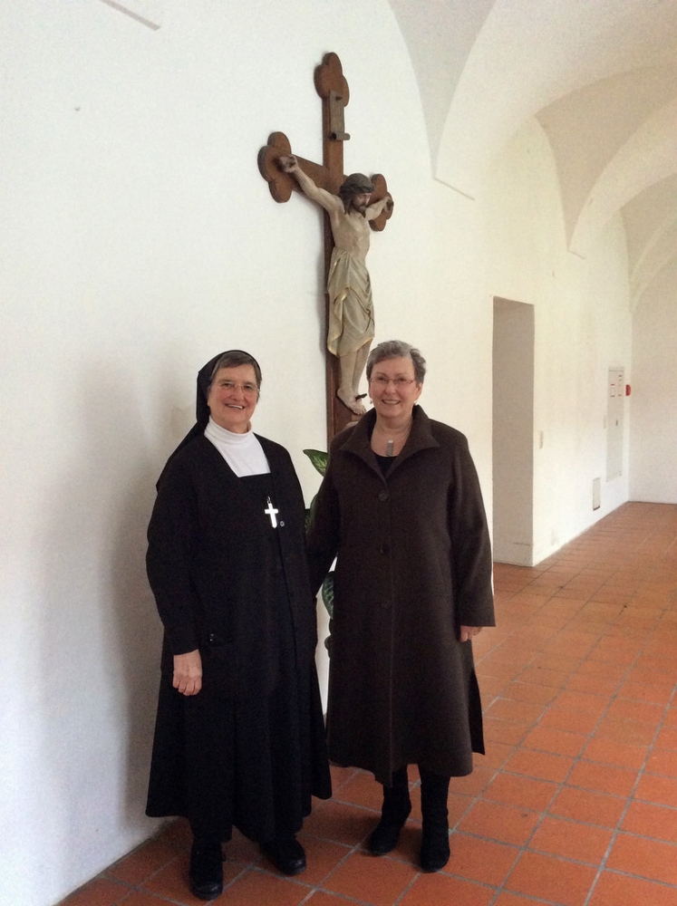Sr. Maria Lioba Zezulka, prioress of the Visitandine order, and Gabriele Ruttiger, head of strategy and organizational development for the Archdiocese of Munich, pose for a photo inside Beuerberg Abbey in Beuerberg, Germany Jan. 9. The 12th-century monastery will house up to 60 refugees from Syria, Iraq, Nigeria, Afghanistan and other conflict zones. (CNS photo / Anian Christoph Wimmer)