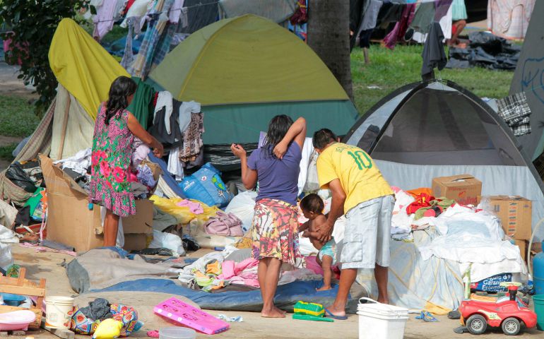 Indigenous Warao people set up camp in early May in Manaus, Brazil. The Brazilian government is working to undo constitutional protections for indigenous peoples, said a Brazilian archbishop. (CNS/Jair Araujo, EPA) 