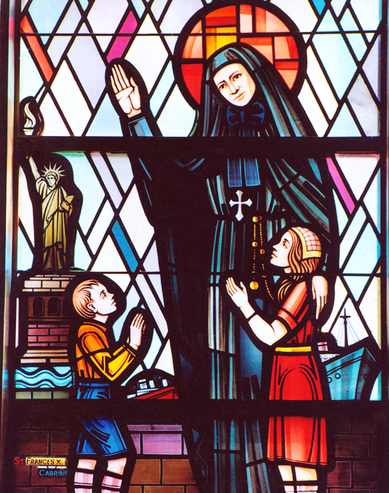 Stained glass image of Mother Cabrini (Courtesy of Missionary Sisters of the Sacred Heart of Jesus)