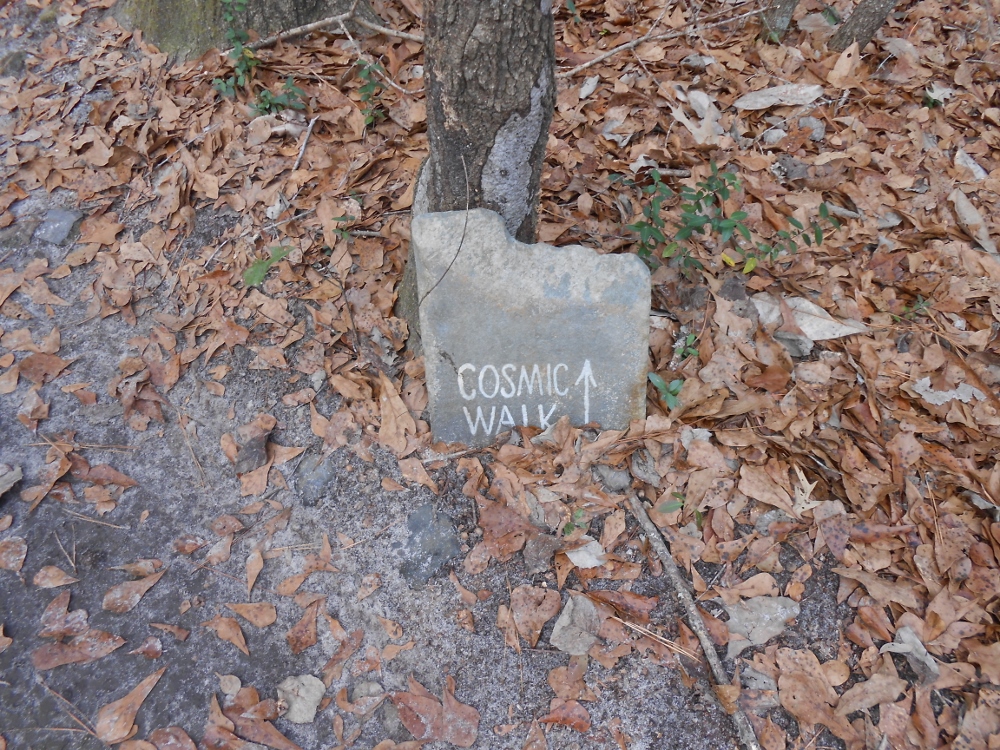 The stone at the head of the Cosmic Walk path on Springbank's grounds. (Erin Ryan)