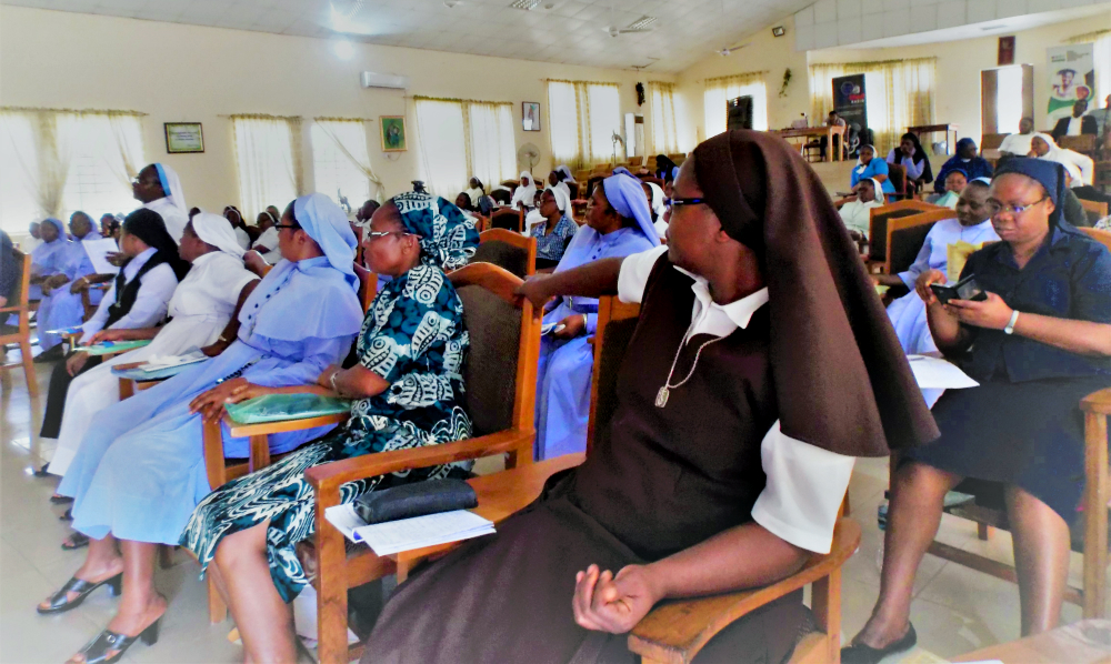 Sisters hold a workshop session Nov. 23. The five-day workshop was focused on the structures of injustice in Nigeria that sustain poverty and suffering. (Provided photo)
