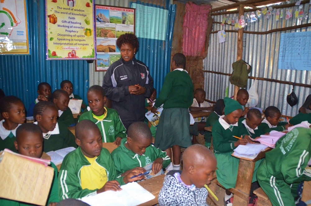 Judith Odero runs a guidance and counseling class with the pupils at Destiny Junior Educational Centre. (GSR photo / Rose Achiego)