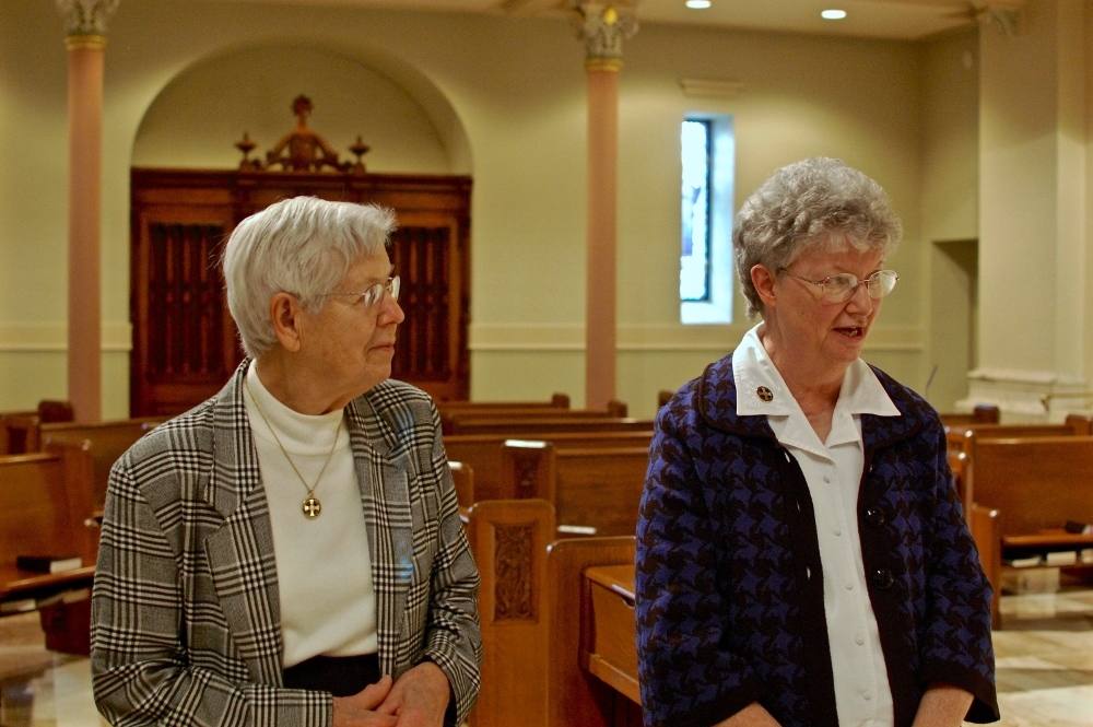 Benedictine Srs. Mary Carmen Spayd and Agnes Marie Dauby talk about what it's like to have a sister at the same convent. (GSR photo / Dan Stockman)