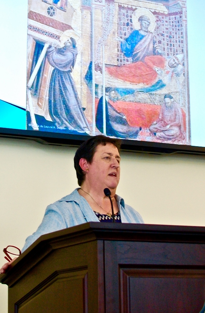 Congregation of Jesus Sr. Gemma Simmonds speaks in May 2015 in London. (GSR photo/Dan Stockman)