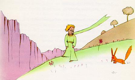 Artwork from Chapter 21 of 'The Little Prince': 'the little prince befriends the fox' (http://www.angelfire.com/hi/littleprince/framechapter21.html)