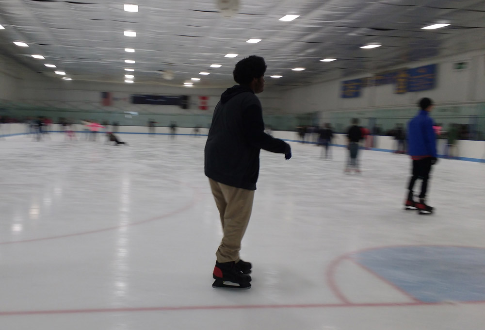 One of our students gets back on the ice after a little difficulty. (Carrie Wagner)