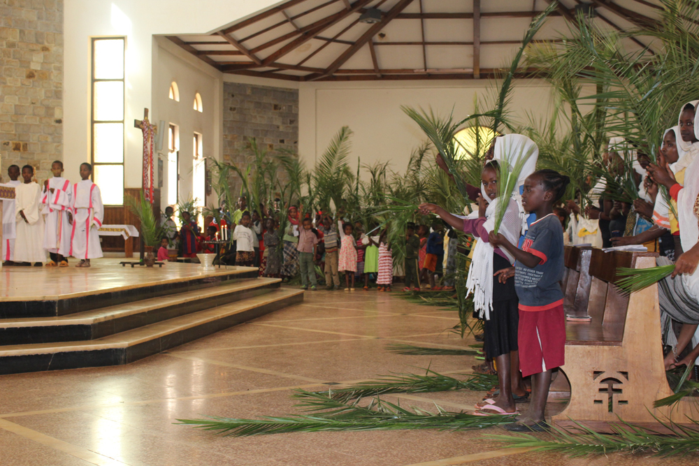 Palm Sunday celebrations at church. (Christian E. Ruehling)