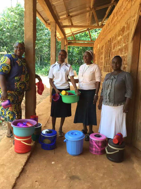 From left: Sister Sophie, a nurse; Sister Lucy, who teaches at Alfred Therese Nursery and Primary School; Sr. Constance Fonju; and Sister Nathalie, head teacher of Alfred Therese Nursery and Primary School (Provided by Constance Fonju)