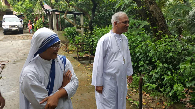 Bishop Moses Costa and Sr. Angelie of the Missionaries of Charity of Chittagong, Bangladesh. Both spoke of the pressures of family who leave rural areas and settle in urban settings, like Chittagong. (GSR/Chris Herlinger)