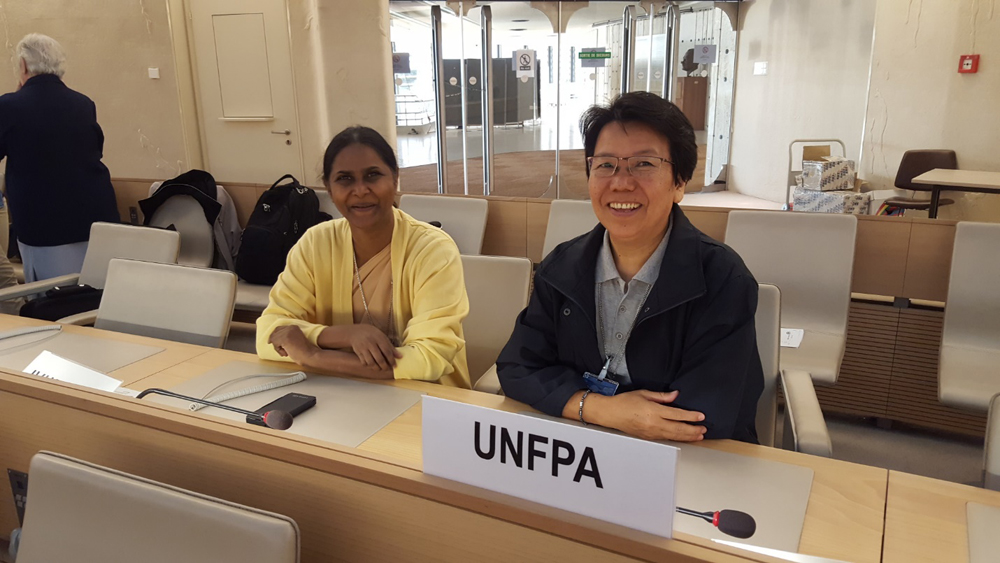 Sisters attend a Human Rights Council session (Courtesy of Christian E. Ruehling)