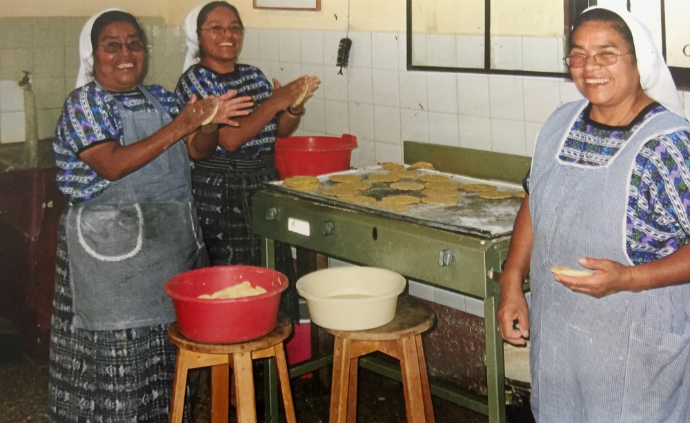 Missionaries of the Eucharist sisters make tortillas for a home for the elderly. (Provided photo)